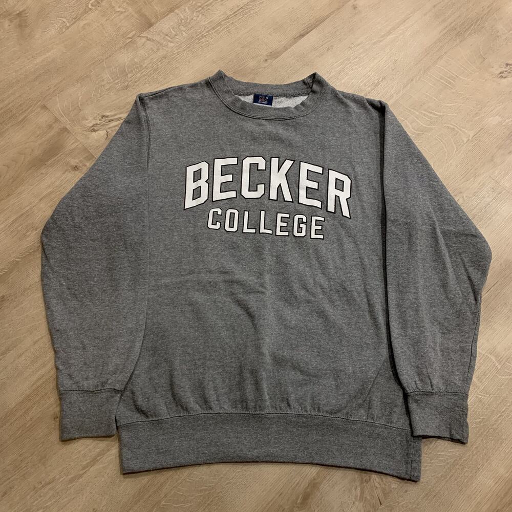 MV Sport Becker College Gray Sweatshirt Men's Medium M Crewneck Clark University